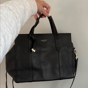 Radley London Abbotsford open top leather grab bag leather black Gold